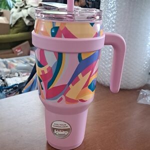Vibrant Pink Party Tumbler with Handle